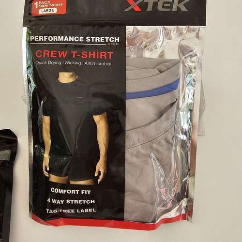 XTEK Mens L Black/Gray SS Performance Crew Lot(2) NIP Dry Wick Stretch - Picture 4 of 9