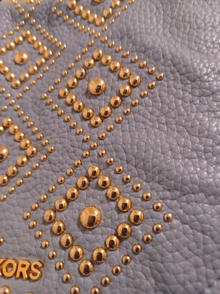 Michael Kors Backpack Riley Studded Pebble Leather Powder Blue Backpack - Image 3 of 4