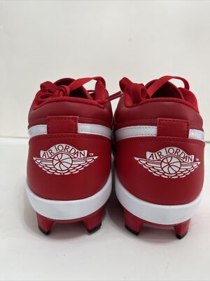 Nike Air Jordan 1 Retro Low Baseball Cleats Mens size 15  Varsity Red White New! Nike Air Jordan 1 Retro MCS Low Varsity Red White CJ8524-601  main image 2