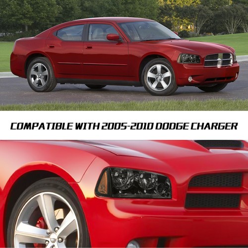 FOR 2006-2010 DODGE CHARGER BLACK AMBER HEADLIGHTS 06-10HEADLAMPS W/BULBS 2PC - Picture 6 of 6
