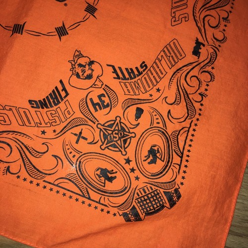 OKLAHOMA STATE UNIVERSITY Pistols Orange Graphic Bandanna 21”x21” - Picture 4 of 6