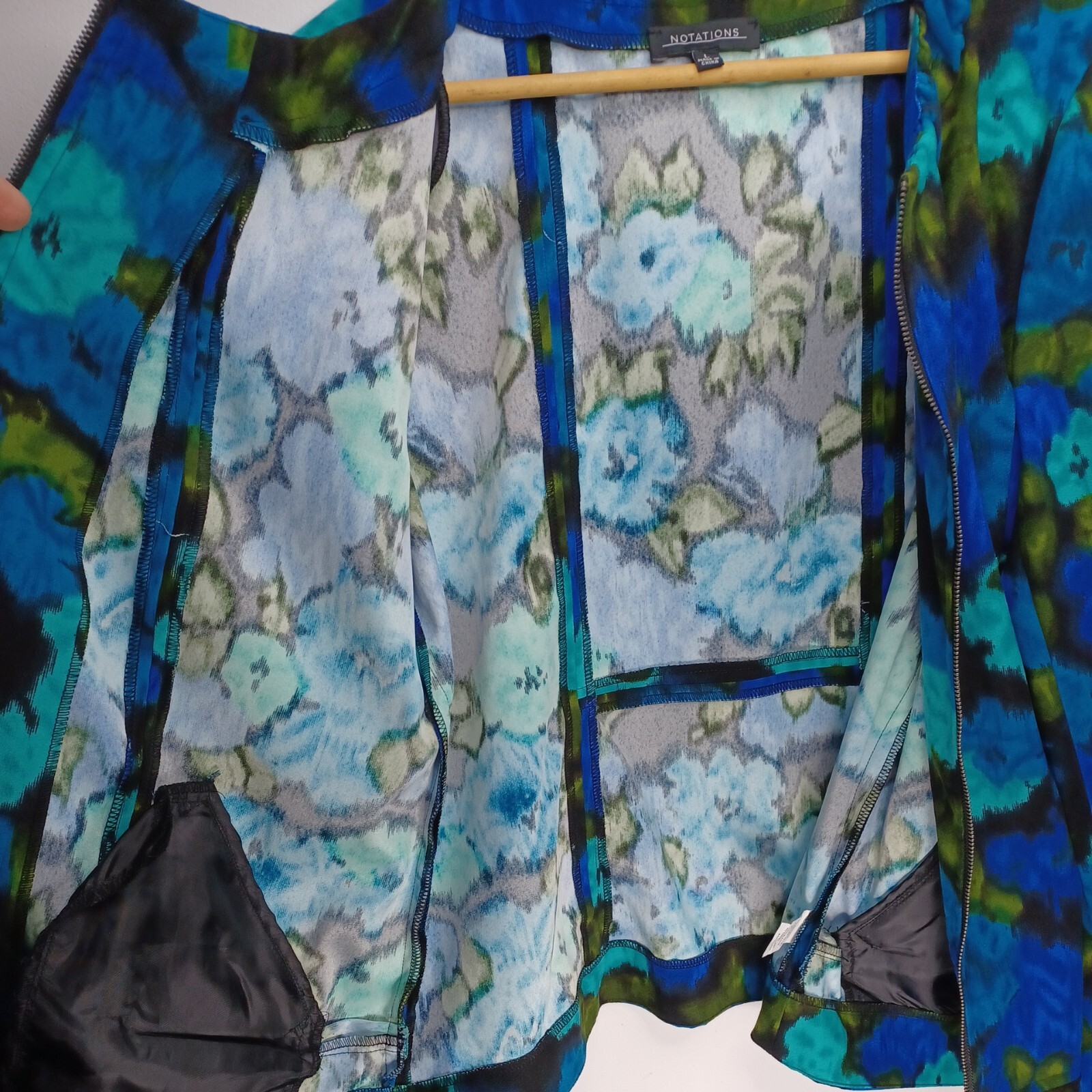 Notations Abstract Bomber Jacket Blues Greens Wom… - image 8