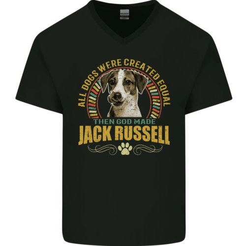 A Jack Russell Dog Mens V-Neck Cotton T-Shirt - Afbeelding 1 van 39