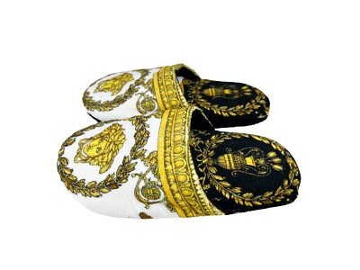 Versace La Medusa Head Cotton Slippers White/Gold