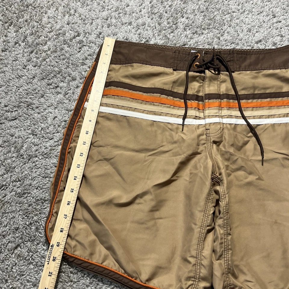 Mossimo Vintage Y2k Board Shorts Brown Striped 38 Light Trunks - Image 2 of 4