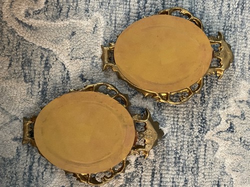 Pair of Vintage Miniature Gold Ornate Oval Frames w/Victorian Landscape Prints - Picture 9 of 13