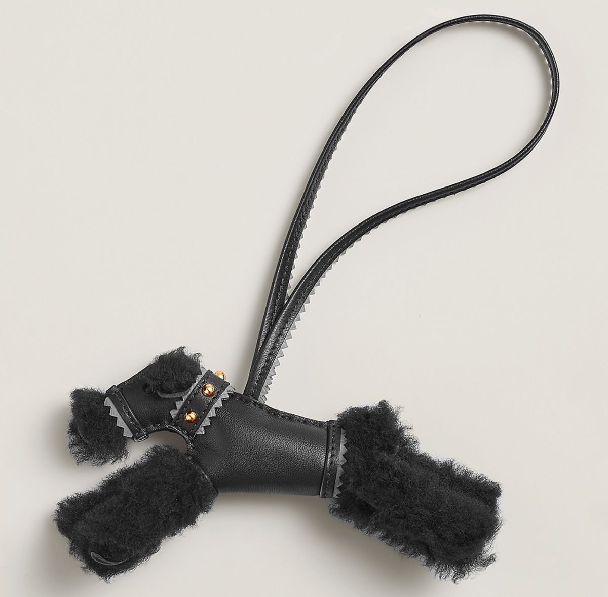 Hermes Budy Apic Dog Rodeo Rock PM Black Gold Studded Milo Leather