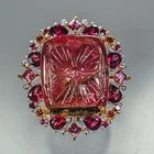 Gem 30 ct Expensive Natural Tourmaline Ring 925 Sterling Silver Size 8 /R473182