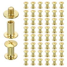 50 Set Phillips Chicago Screw M4 x 10mm Metal Binding Post Screw Gold