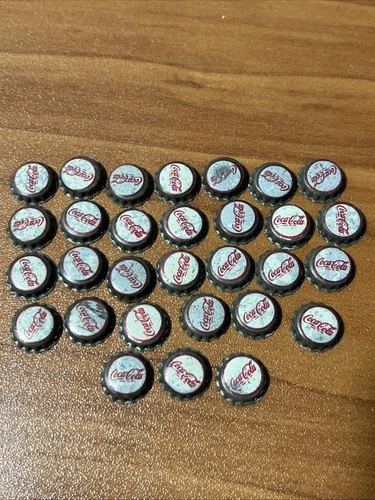 30 VINTAGE COCA-COLA MINIATURE Enamel Bottle Caps Never Used on 2.5" Mini Bottle