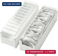 2 PCS Cable Organizer Box Clear Cord Storage Case With 22 Mini Compartments