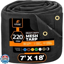 Xpose Safety Heavy Duty Mesh Tarp -7' X 18' – Multipurpose Black 