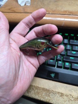 UNKNOWN BRAND SQUARE BILL CRANKBAIT FISHING LURE Green White w Sparkle Flecks