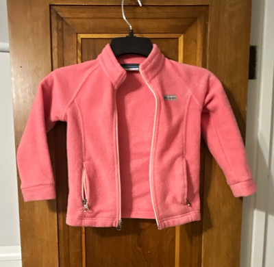Columbia Girls 4T Pink Fleece Jacket Full Zip Pockets Solid Outdoor