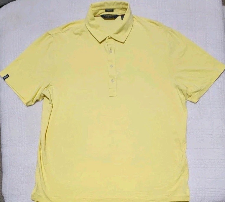Polo Golf Ralph Lauren Shirt Mens XL Yellow Golf Cotton Vintage Lisle Soft
