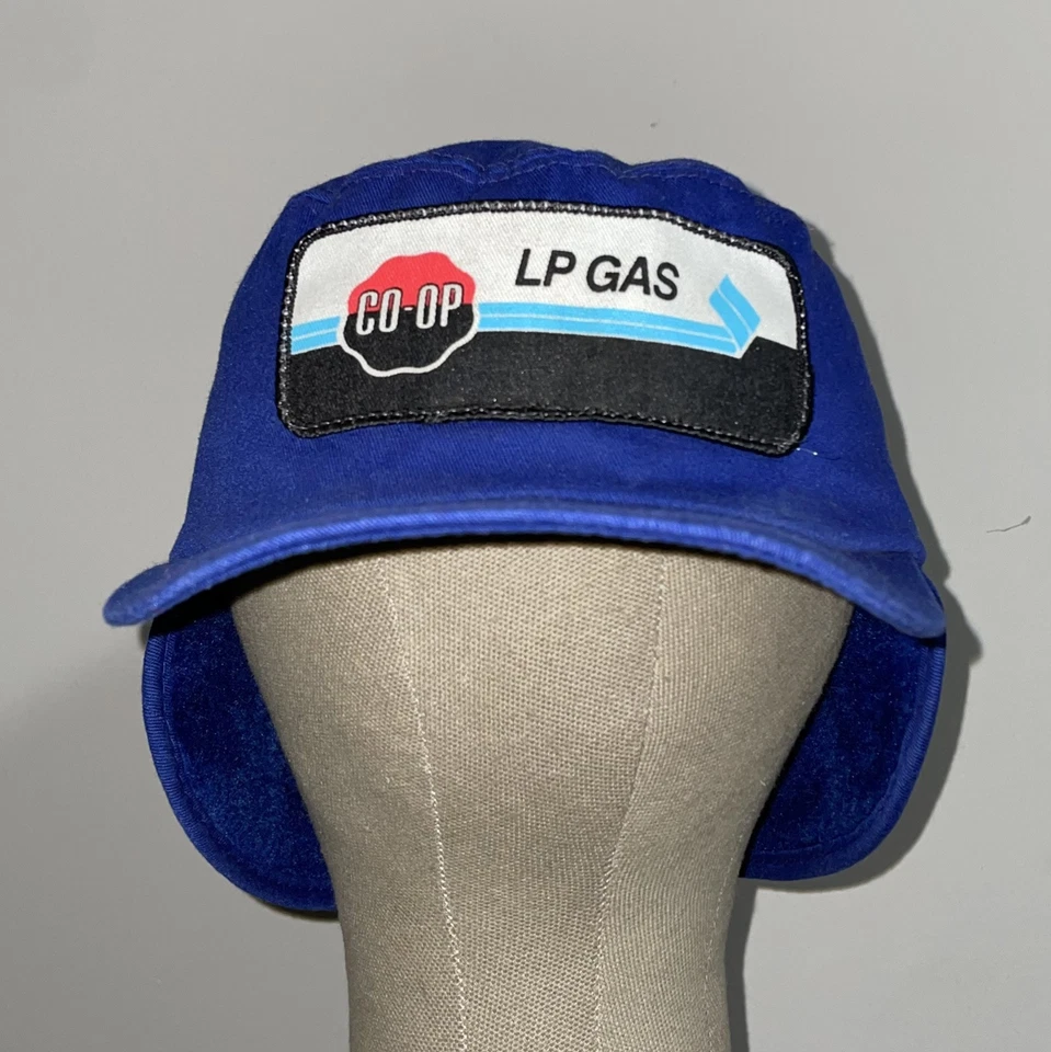 De colección Marca K CO OP LP Parche de Gas Sombrero Azul Orejeras Aislado Gorra de Invierno S/M Foto 3 de 4