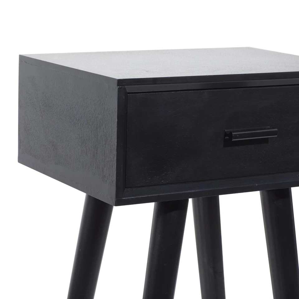 Mesa auxiliar de madera con cajón individual, mesa auxiliar 16" x 13" x 28... Foto 4 de 4