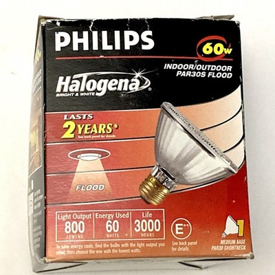 PHILIPS 60W Indoor Outdoor FLOOD Light Bulb PAR30S Short Neck 120V 3000 Hours