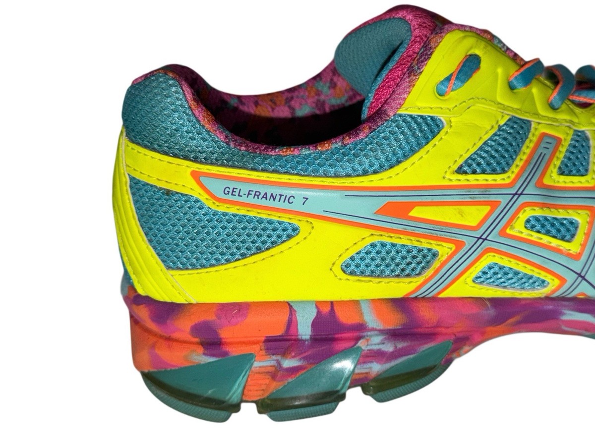 Asics Gel Frantic 7 Running Shoes Women Size 7 Neon Blue Pink
