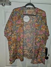 BNWT Size Large Rusttydustty Kimono Multicolor Floral 70s Boho Light Cardigan