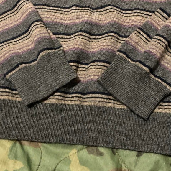 Vintage Banana Republic Merino Wool Striped V-Neck Sweater L image 5