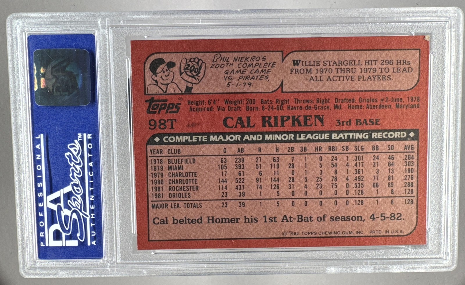 1982 Topps Traded 98T Cal Ripken Jr. PSA 8 1021057 view 2
