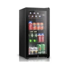 16 in. Single Zone 105 12 oz. Cans Beverage Cooler Black w/ Double Glazed Door