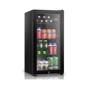 16 in. Zone unique 105 12 oz. Canettes Refroidisseur de boisson noir avec porte double vitrage