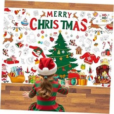 Giant Christmas Coloring Poster Tablecloth for Kids, Multicolor-christmas
