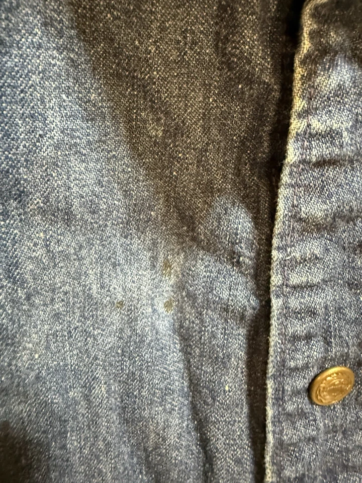 Vintage Key Imperial Dark Navy Chore Coat Denim Mid Length Work Sz Large Jacket - Image 4 of 4