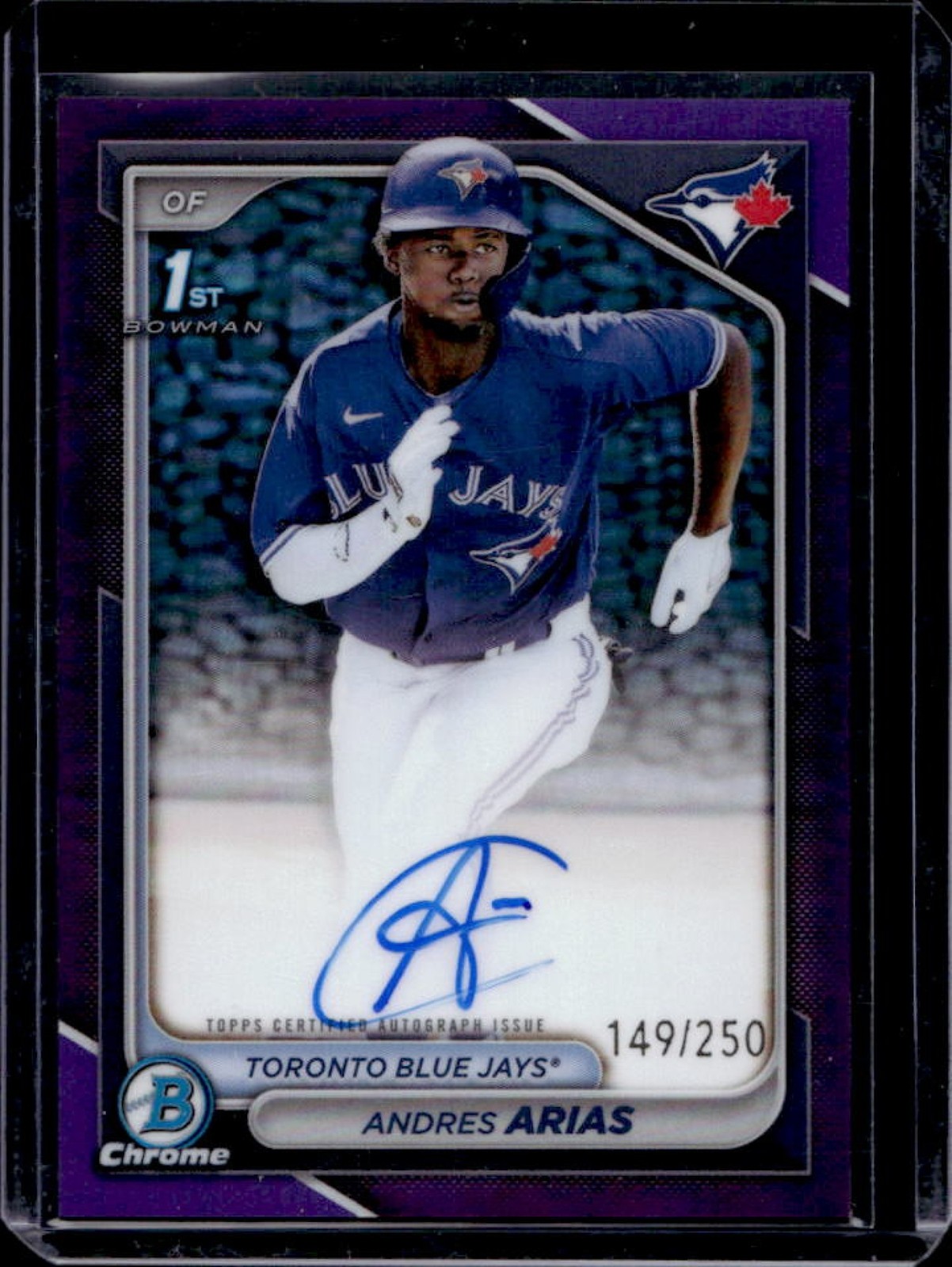 2024 Bowman Chrome Andres Arias Auto Purple Refractor 1st #149/250
