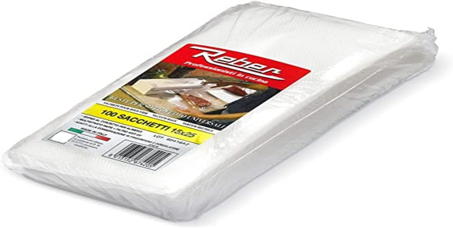 Buste Reber 6745N 15x25 Goffrate per Sottovuoto 105 Micron 100Pz