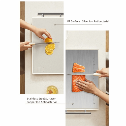 Anti-Bacterial Stainless Steel Cutting Board Kitchen Chopping Block Home - Picture 7 of 16