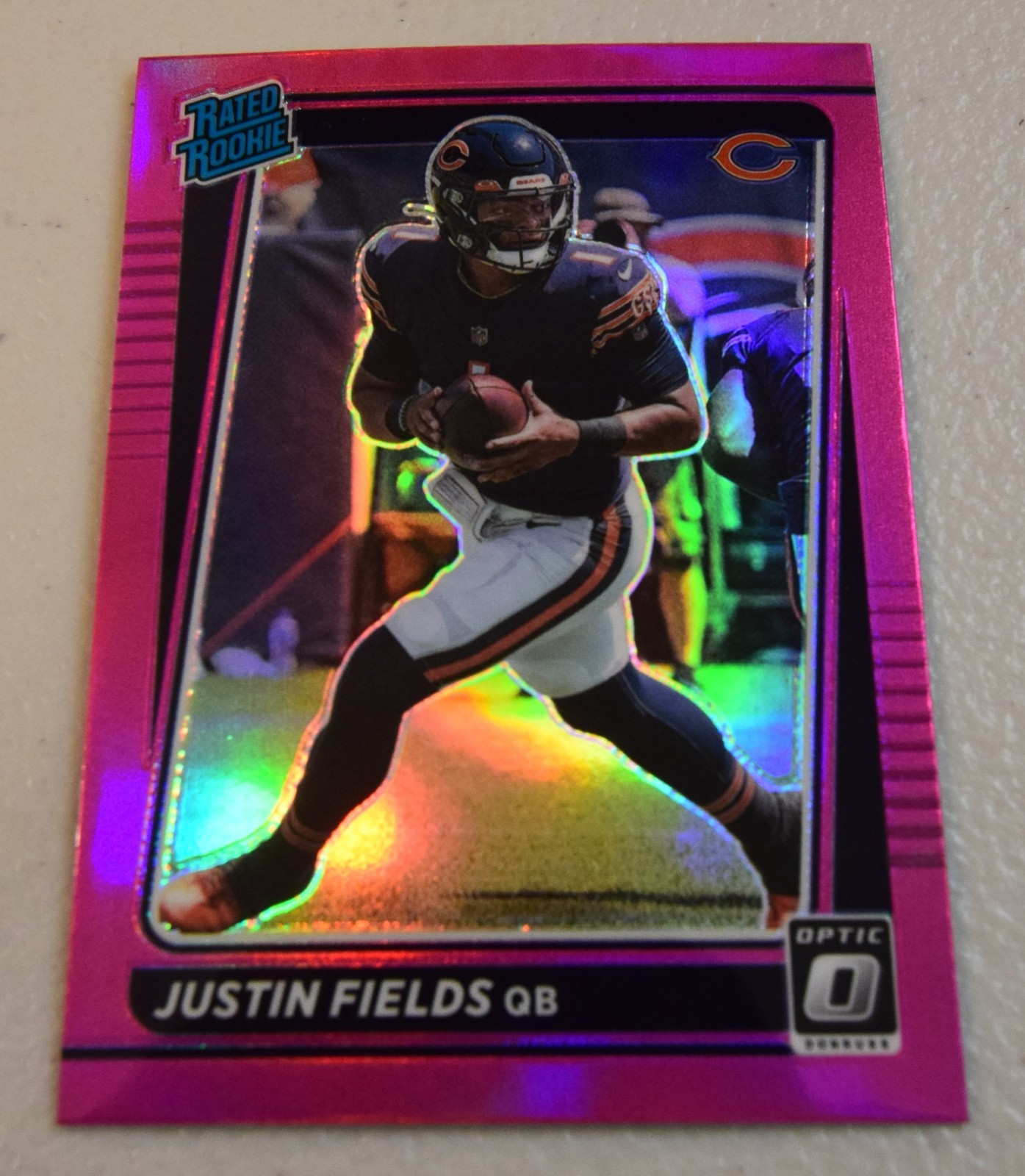 2021 Panini Donruss Optic Pink Holo  Rated Rookies Justin Fields #204