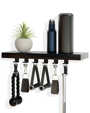 24 inch Tonal Accessory Floating Shelf Black - with 6 Brackets/Mounts/Clips p...