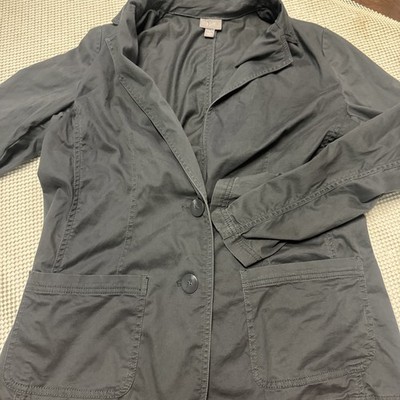 J.jill Women's Green-Gray With Twi Grey Button Coat With Collar, Size S
