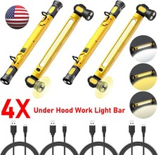 4X Under Hood Work Light Bar 3000LM LED Magnetic Light Bar with Hooks Rechargeab