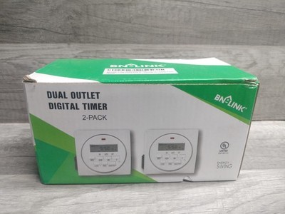 BN-LINK 2Pack 7 Day Heavy Duty Digital Programmable Timer Switch Dual Outlet 15A