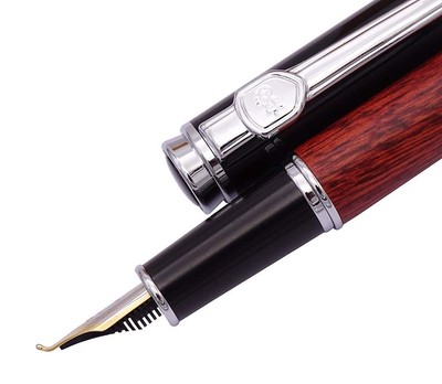 Jinhao Rosewood Fountain Pen Bent Nib Ideal for Calligraphy & Art Drawing