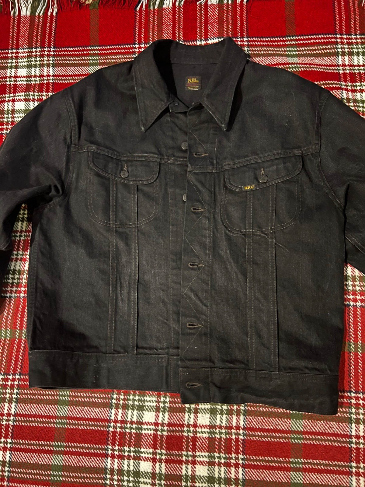 RRL BLACK DENIM TRUCKER JACKET