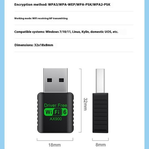 1 Piece 900Mbps Dual Band 2.4G 5GHz USB WiFi 6 Network Wireless Wlan Receiver JW - Zdjęcie 3 z 15