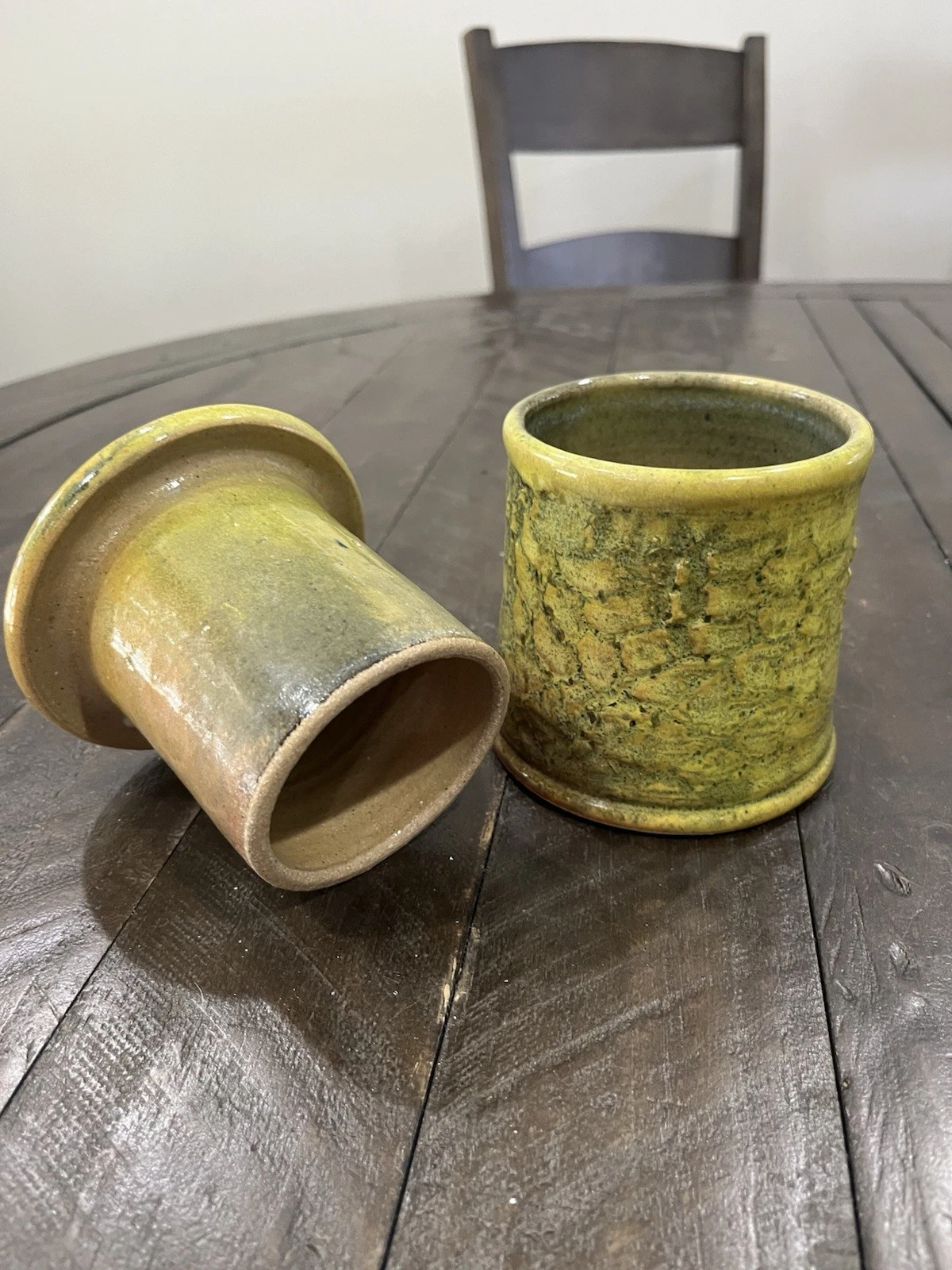 Ed Klimek Jughead Art Pottery Butter Bell Green Scales Embossed Signed Brutal