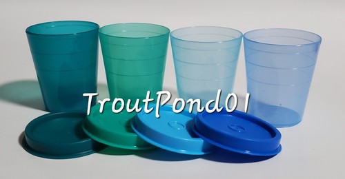 TUPPERWARE Midgets Mini Bowls 2 oz Set 4 Small Cups Shades of Blue and Teal New - Picture 3 of 4