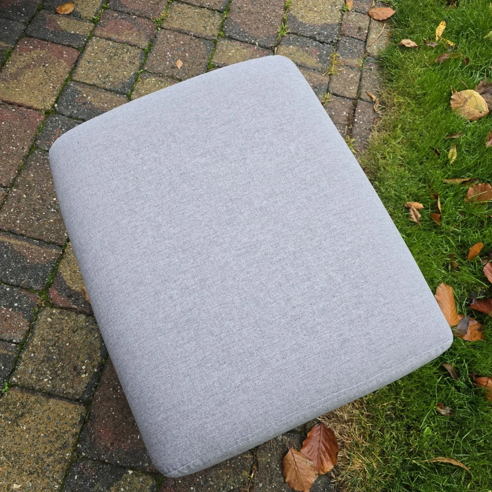 Footstool Ottoman Leg Rest Seat Grey & Chrome Legs Mid Century Modern Style Mcm - Image 3 of 4