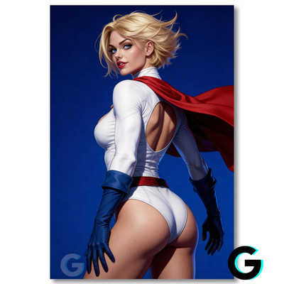 Power Girl DC Comics Cartoon Poster Sexy Pin-Up Wall Art 66lb Heavyweight Print