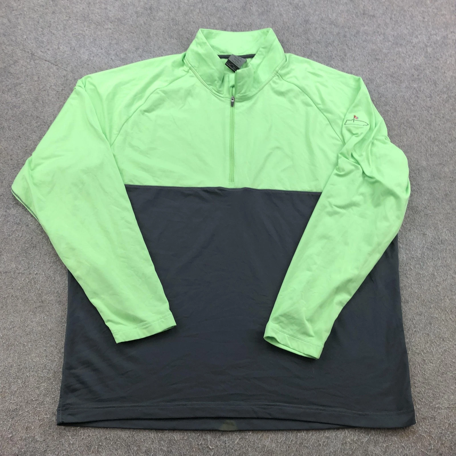 Sun Mountain Pullover Mens XL Green Gray Thermal Mock Neck 1/4 Zip Golf Top