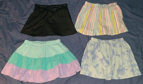 lot of 4 girls SKORTS size 6, elastic waistband, skirt, shorts, tie dye, stripes - Picture 2 of 21
