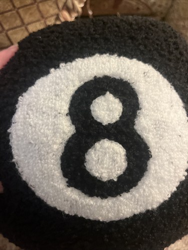 Eight Ball Pillow Round Black Number 8 Soft Cushy Pool Ball 11 Inches - Picture 3 of 3