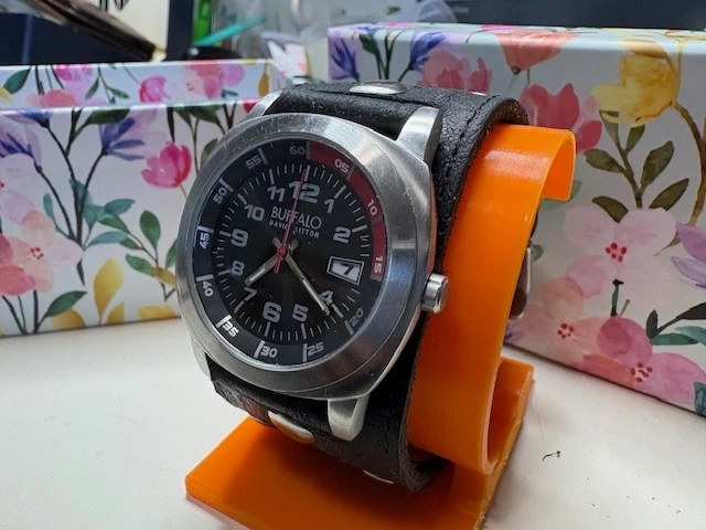 Buffalo David Bitton Moda Reloj Hombre Analógico Cuarzo Reloj WR Cuero Calendario Foto 3 de 4