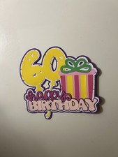 Happy 60th Birthday Scrapbook Title Handmade Paper Pieced Die Cut 60